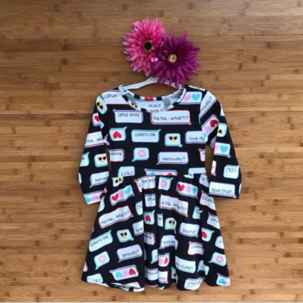 The Children’s Place Girls Emoji Print Dress NWOT